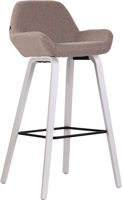 TPFLiving Barhocker Newnan mit 4-Fuß-Gestell in Weiß und Eiche sowie Stoffbezug in Taupe/Beige, Höhe: 103 cm, Breite: 51 cm, Tiefe: 51 cm - Bild 1