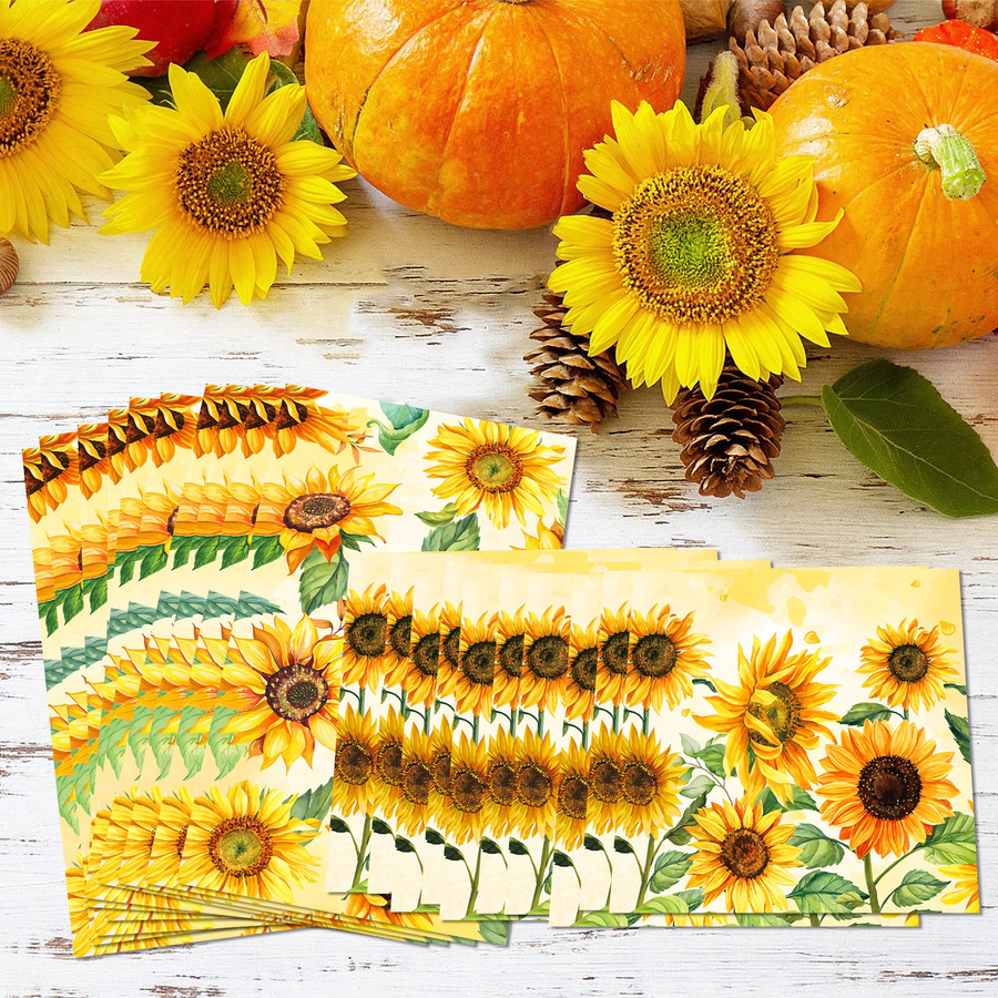 20 Stück Aquarell Sonnenblumen Papierservietten für Hochzeit und Geburtstag als Einweggeschirr - Bild 3