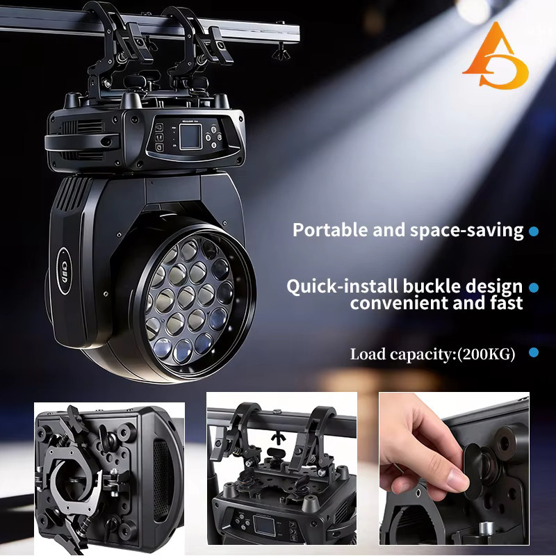 Klappbare Aluminium-Traversenrohrklemmen in Schwarz für Moving Head Bühnenbeleuchtung, belastbar bis 200 kg, passend für Beam 230W 280W 7R 10R - Bild 3