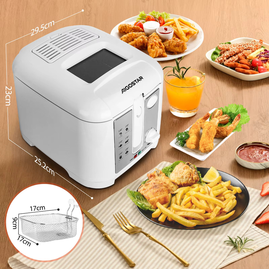 Aigostar Fritteuse mit Öl, 1650W, 2,5 l mit Sichtfenster und Temperaturregelung, Weiß - Bild 3