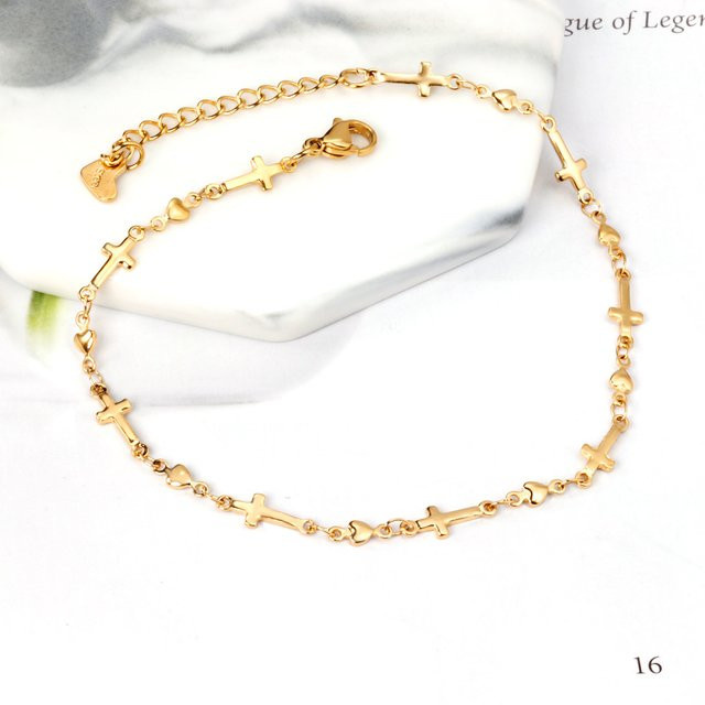 LUXUSTEEL Fußkettchen Edelstahl, Gold, Damen - Bild 1