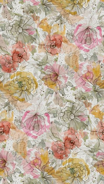 Livingwalls Fototapete Floral in Orange Beige Pink aus Vlies und Vinyl, Breite: 280 cm, Höhe: 159 cm - Bild 1