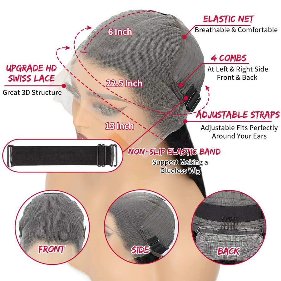 UVEOUS HD Lace Front Perücke, glattes Echthaar, 30 Zoll, Damen - Bild 4