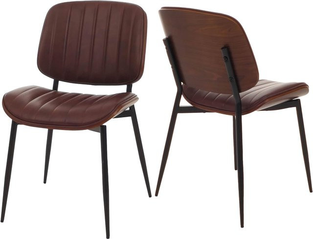 2er-Set MCW Esszimmerstühle O44 aus Bugholz und Kunstleder in Walnuss-Optik Vintage Braun - Bild 1