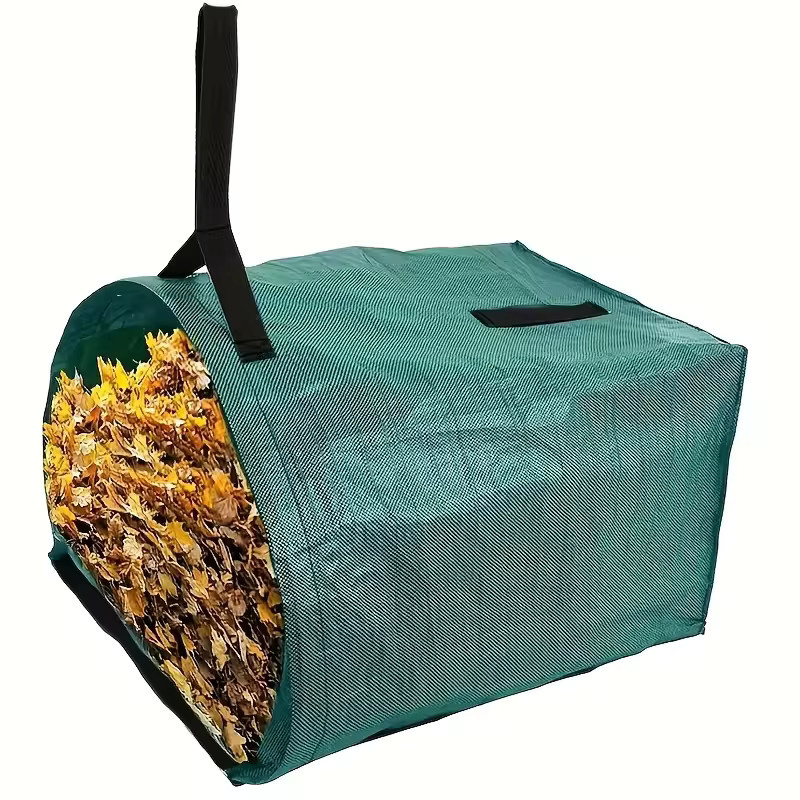 Utdoor Sammelbeutel für Laub und Gartenabfälle, grüner gewebter Müllbeutel, 53 Gallonen, B/H/T: 55 x 76 x 43 cm - Bild 2