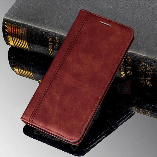 Magnetische Brieftasche Handyhülle von CHANHOWGP für Samsung Galaxy, Huawei und Redmi in Braun - Bild 1
