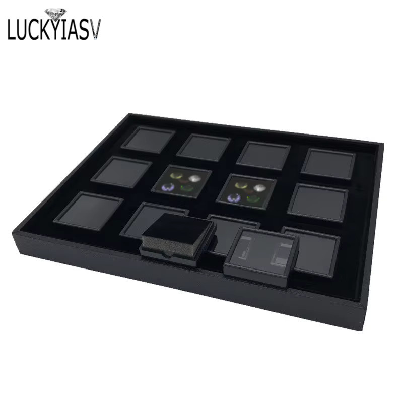 Edelstein Schmuck Display Organizer von luckyiasv mit Tablett in Schwarz aus Kunststoff - Bild 2