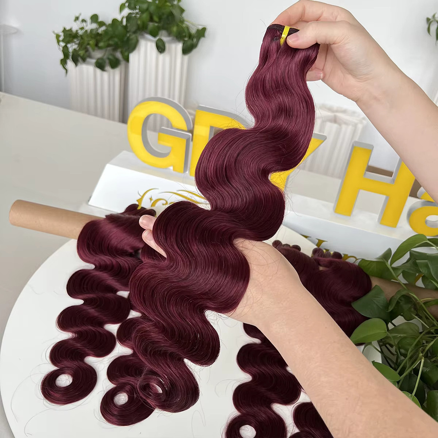 GDYLuxury Body Wave Echthaar-Bündel, Burgunderrot, 100% Echthaar - Bild 3