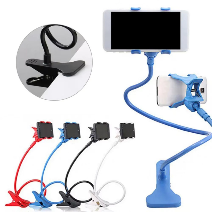 Universelle Handy Halterung mit langem Arm für Desktop und Bett, rote Smartphone Klemmhalterung kompatibel mit iPhone, Xiaomi, Huawei und Samsung - Bild 3