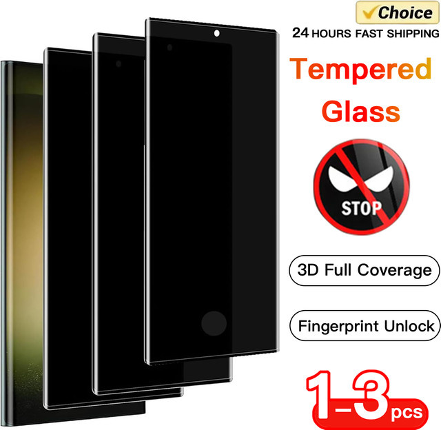 Anti-Spy Hartglas Displayschutzfolie für Samsung Galaxy S24 S23 S22 S21 Ultra, 3D-Vollabdeckung, transparent - Bild 1