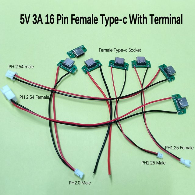 ChengHaoRan USB 3.1 Typ-C Buchse 16-polig zum Löten für DIY Datenkabel und Leiterplatten - Bild 1