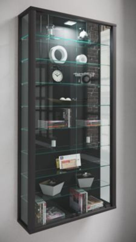 VCM Wandvitrine Vitrosa Maxi in Schwarz mit ESG-Sicherheitsglas und 8 Glasböden, B/T/H: 59 x 18 x 113 cm - Bild 7