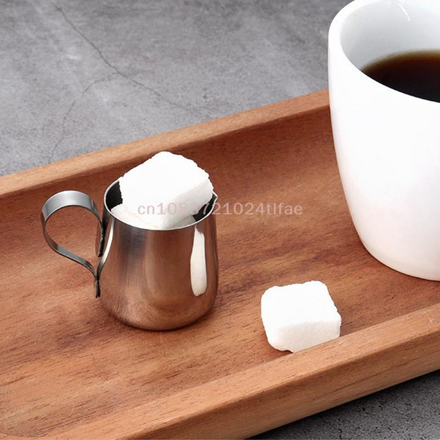 Edelstahl Mini Milchkrug mit Blumenmuster in Silber für Kaffee und zum Milchaufschäumen - Bild 1