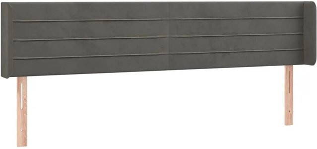 vidaXL Kopfteil mit Ohren aus Samt in Dunkelgrau, B/T/H: 163 x 16 x 78/88 cm - Bild 1