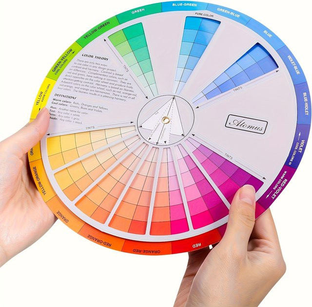 Kunstfarbenrad mit Farbverlaufsstufen und Mischdiagramm in Multicolour für den Farbtheorieunterricht aus Papier - Bild 1