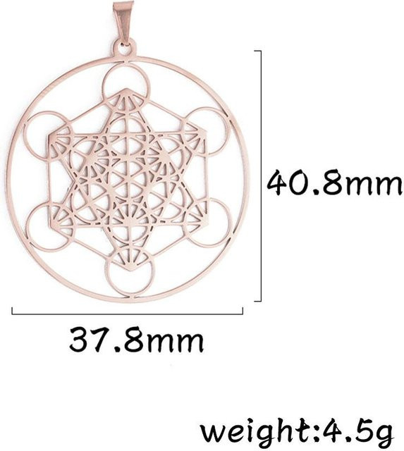 YULIN Anhänger Erzengel Metatron Würfel, Edelstahl, Roségold, Damen - Bild 1