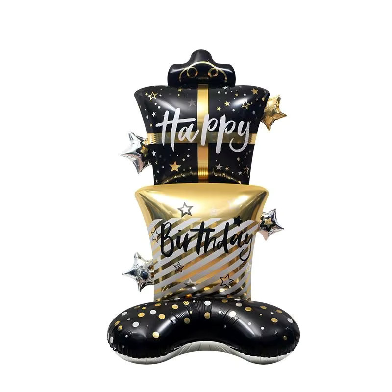 LQZZY Ballonständer für Geburtstagsparty in Schwarz und Gold mit Stern-Dekoration - Bild 4