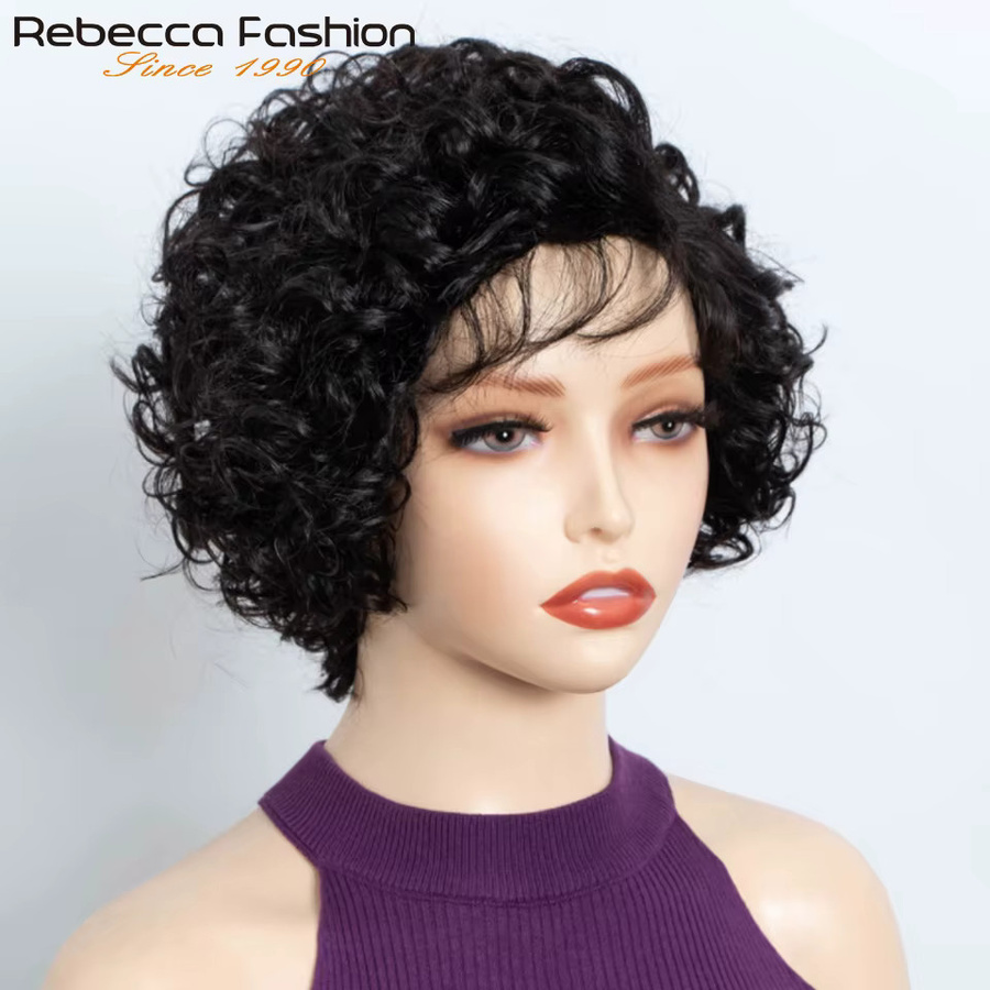 Rebecca Bob-Perücke aus Echthaar, kurze gewellte Spitzenperücke, Damen - Bild 2
