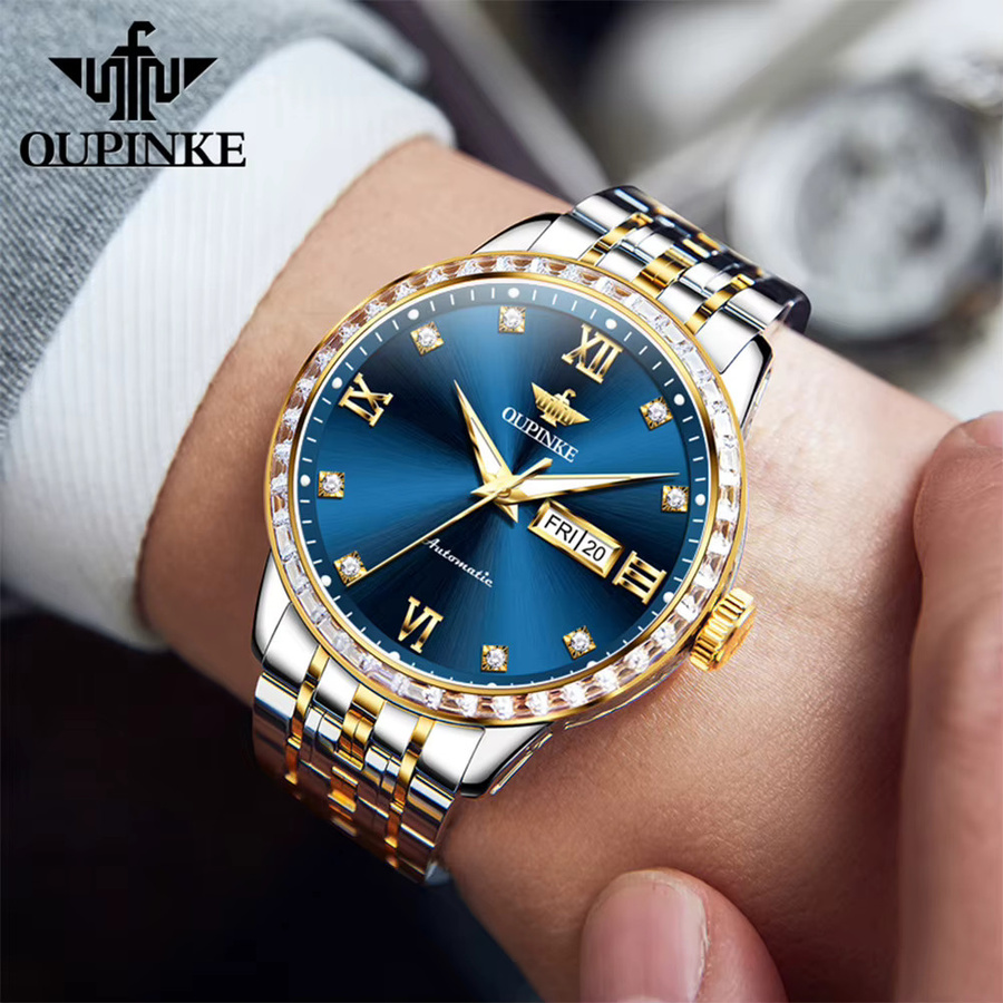 OUPINKE Armbanduhr, Automatik, Edelstahl, Bicolor, Diamantbesetzt, Herren - Bild 4
