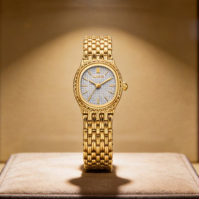 LIGE Armbanduhr Quarz, Edelstahl, Gold, Damen - Bild 1