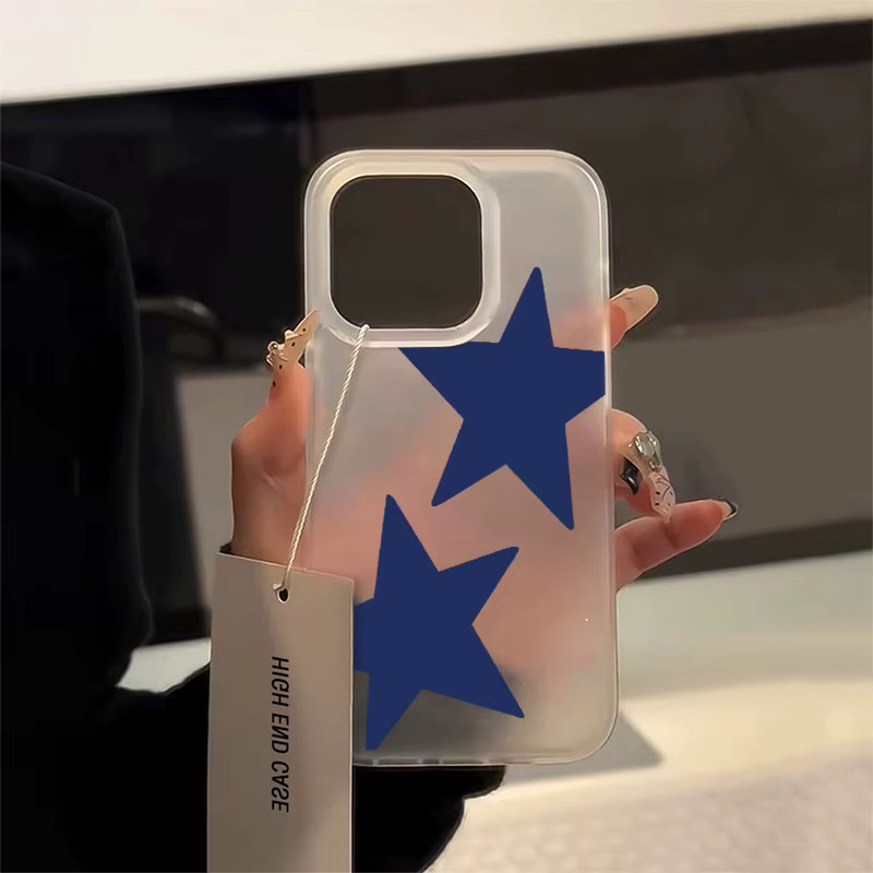 Stoßfeste iPhone Handyhülle von Apple mit blauem Sternenmuster, transparent und mattiert - Bild 2