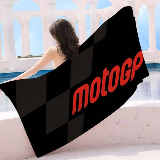 Moto GP Motorradrennen Strandtuch von Ka Chen Muda, buntes Mikrofaser Badetuch für Mädchen, schnelltrocknend und sandfrei, B/H: 101 x 183 cm - Bild 1