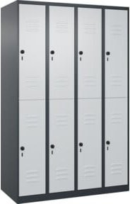 C+P Doppelstock-Spind Classic PLUS mit 4 Abteilen, Anthrazitgrau/Lichtgrau, H x B x T: 185 x 120 x 50 cm - Bild 1