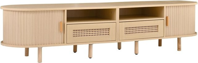 okwish TV Schrank mit Rattan Schubladen in Natur und Beige im Vintage Design, B/T/H: 170 x 40 x 40 cm - Bild 1