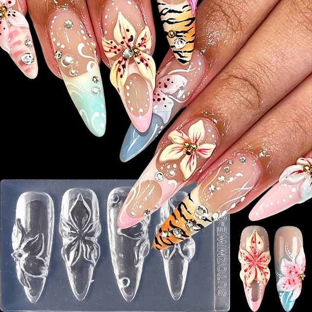 Full Beauty Nagel-Silikonform, 3D Lilien-Blumen, Nagelkunst-Modellierform - Bild 1