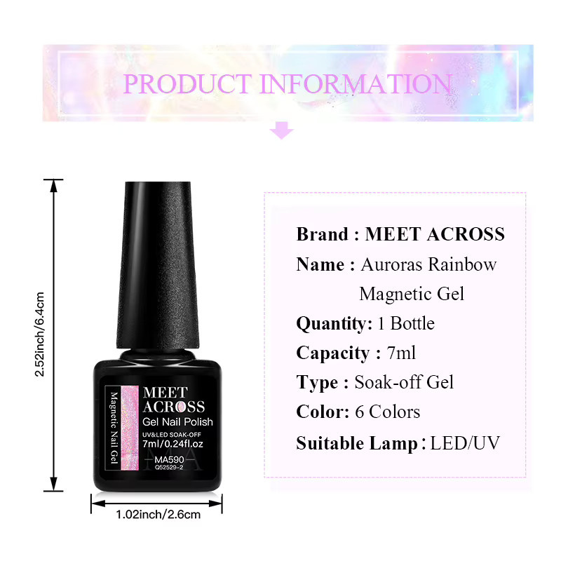 Auroras Regenbogen Magnetischer Gel Nagellack, 7 ml, Glänzend - Bild 3