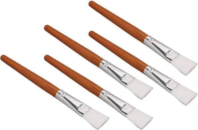Koogeelife Gesichtsmaskenpinsel mit Holzgriff, 5 Stück, braun - Bild 1