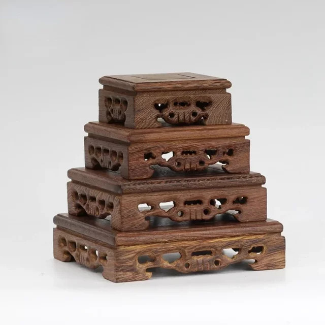 WSHYUFEI Holzsockel aus Wenge in Braun als rechteckige Fußstütze und dekorativer Ständer für Vasen, Räuchergefäße oder Buddha-Statuen - Bild 1