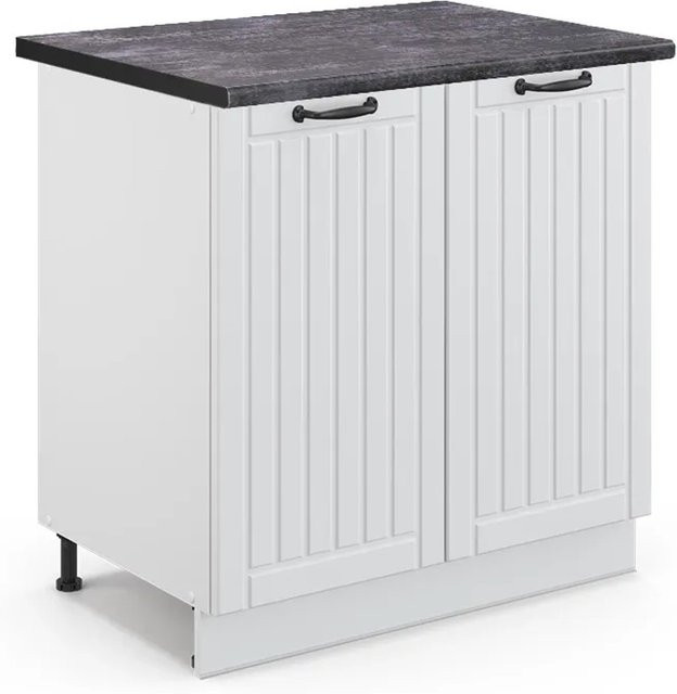Vicco Spülenunterschrank Fame-Line in Weiß und Anthrazit im Landhausstil mit Regal, B/T/H: 80 x 60 x 82 cm - Bild 1