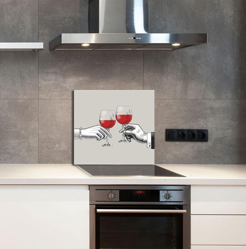 Rahmenloses Glaspanel für die Küche mit Wein-Motiv in Rot und Mehrfarbig, B: 65 cm, H: 60 cm - Bild 4