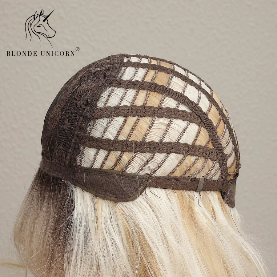 Blonde Unicorn Synthetik-Perücke, Ombré-Blond, lang, natürlich gewellt, Damen - Bild 2