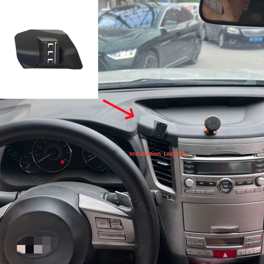 Autotelefonhalterung für Subaru Outback BR 2010–2014 mit Basis für kabelloses Laden in Schwarz - Bild 2