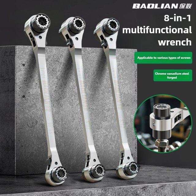 BAOLIAN 8-in-1 Multifunktions-Ratschenschlüssel aus rostfreiem Material mit bidirektionaler Verdickung - Bild 1