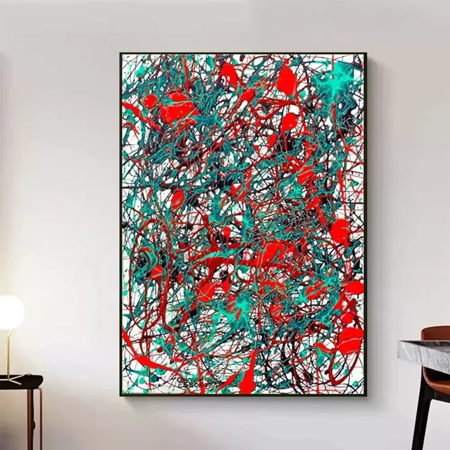 Abstract Jackson Pollock Kunstposter Canvas Wandbild Graffiti Motiv in Mehrfarbig für dein Wohnzimmer und Home Decor - Bild 2