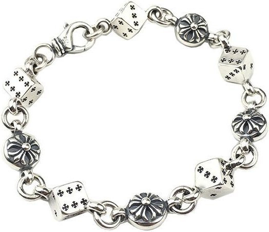 LMXWLY Armband, Würfel-Kreuz, Edelstahl, Silber, Vintage, Unisex, 18cm - Bild 1