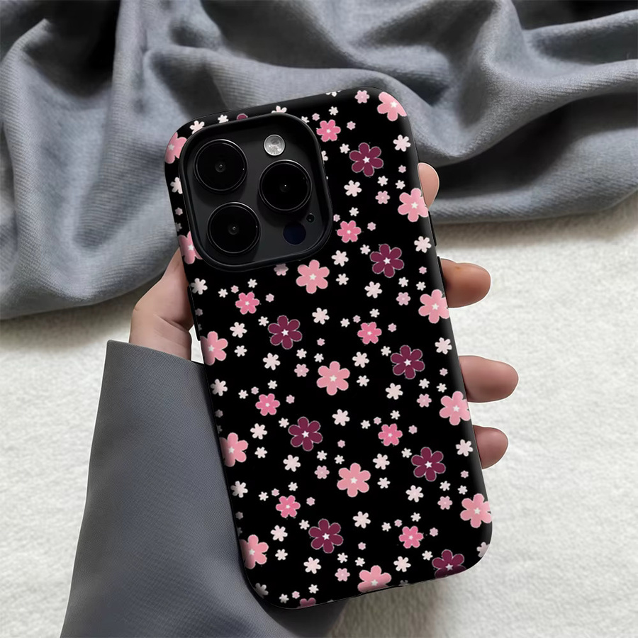 Potdemiel Pink Bloom Noir Robuste Doppelschichtige Handyhülle für iPhone 17 16 15 14 13 Pro Max Plus - Bild 4