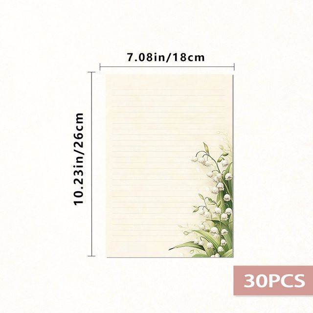 Vintage Lilienblumen Briefpapier B5 mit Linien, 30 Blatt, Weiß - Bild 1