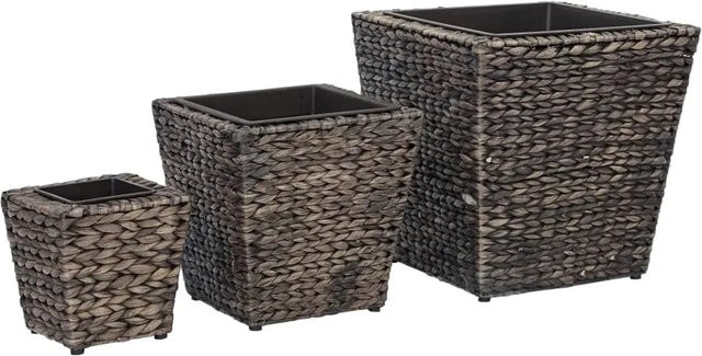 vidaXL Garten-Hochbeete aus Wasserhyazinthe, 3-teiliges Set, Braun - Bild 1