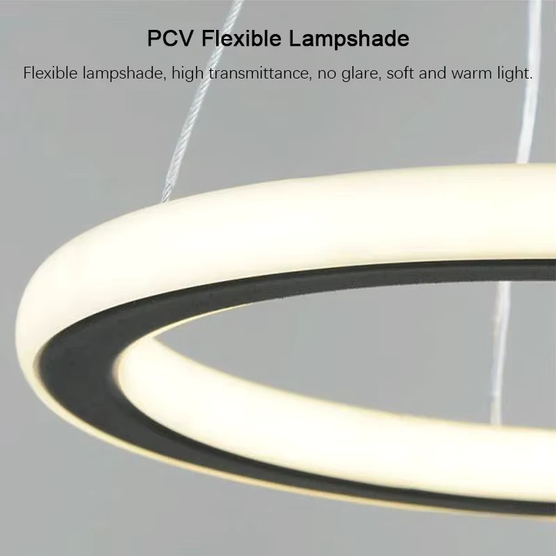 Feimefeiyou LED-Pendelleuchte in Ringform, Weiß, Nordisches Design für Wohnzimmer, Schlafzimmer und Flur - Bild 3