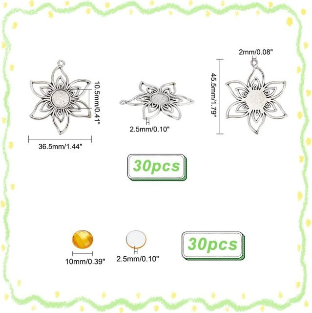 Blumen-Charm-Anhänger-Set, Halloween, Silber - Bild 1