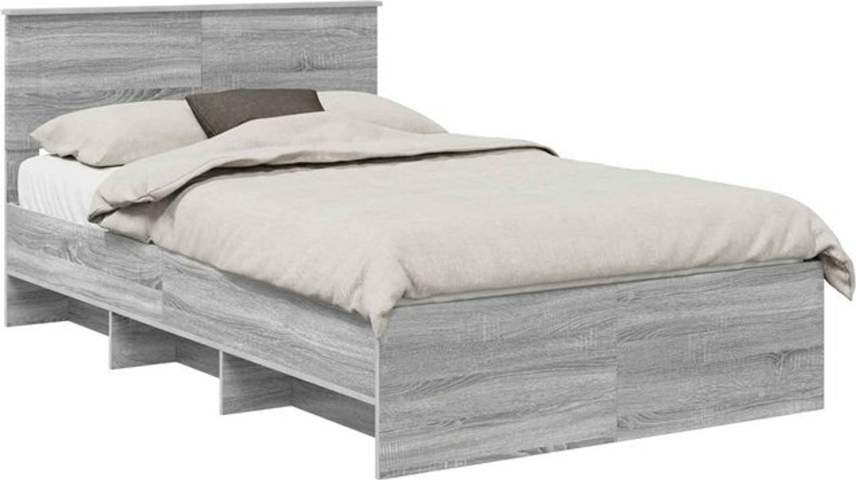 Bettrahmen vidaXL in Grau aus Holzwerkstoff, Modern und Minimalistisch, B: 123 cm, H: 123 cm, T: 90 cm - Bild 1