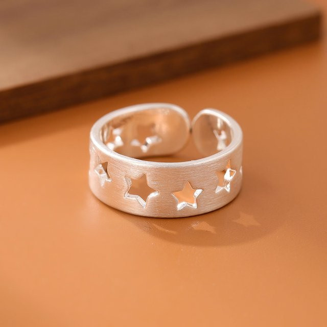 Ring 925 Sterling Silber, Hohl Fünfzackiger Stern, Unisex - Bild 1