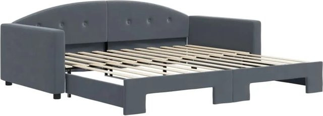 vidaXL Tagesbett aus Samt in Dunkelgrau mit Ausziehfunktion und Schublade, B/T/H: 100-120 x 200 x 75 cm - Bild 1