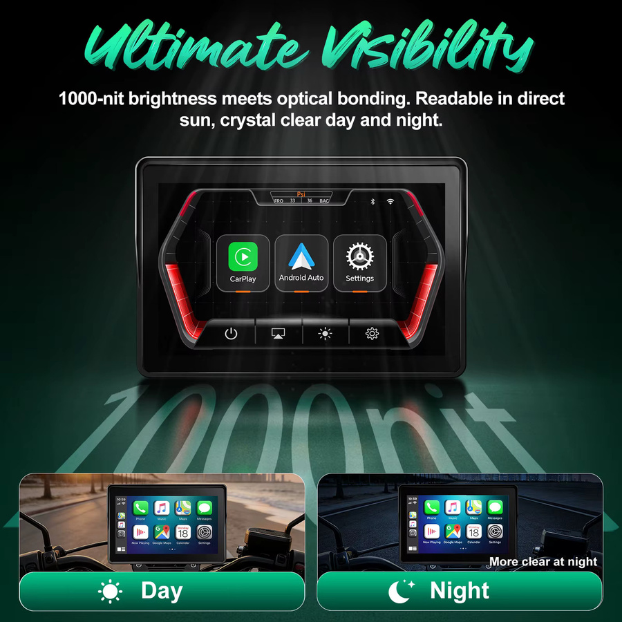 LBW 5-Zoll Motorrad-Navigations-Smart-Display mit CarPlay und Android-Unterstützung, inklusive TPMS und USB-Stromkabel, Schwarz - Bild 5