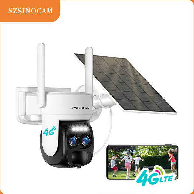 SZSINOCAM 4G Sicherheitssystem mit 3MP Super HD Kamera, kabellose Bewegungserkennung, Zwei-Wege-Audio und IR Nachtsicht in Weiß - Bild 1