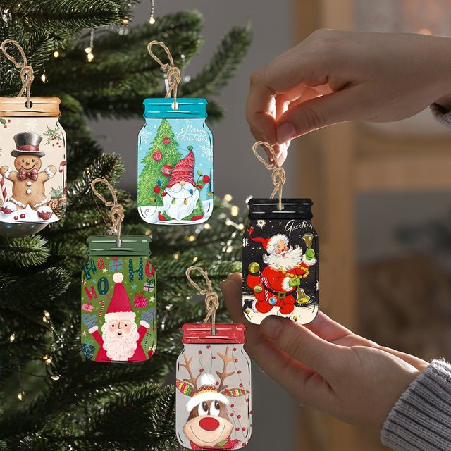 WEIGAO Weihnachts-Einmachglas-Geschenkkartenhalter als hängende Dekoration für Weihnachtsbaum und Neujahr, Mehrfarbig - Bild 1